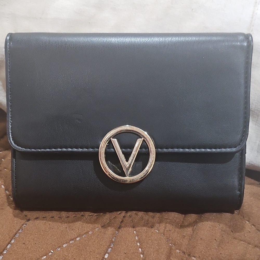 Valentino By Mario Valentino Black Wallet with Gold Logo